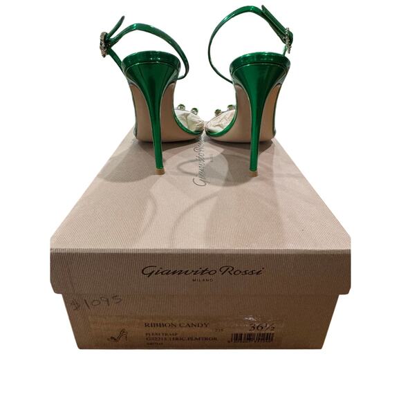 Gianvito Rossi Ribbon Candy 105mm Sandals – Metallic Green / PVC – Size 35.5 EU - Picture 8 of 10